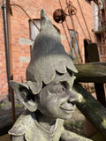 RESIN PIXIE ON ROCK STATUE GARDEN ORNAMENTS GNOME / ELF