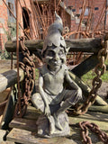RESIN PIXIE ON ROCK STATUE GARDEN ORNAMENTS GNOME / ELF