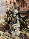 RESIN PIXIE ON ROCK STATUE GARDEN ORNAMENTS GNOME / ELF