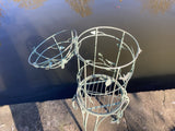 GREEN METAL BIRD CAGE STYLE PLANTER GARDEN ORNAMENT