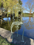 GREEN METAL BIRD CAGE STYLE PLANTER GARDEN ORNAMENT