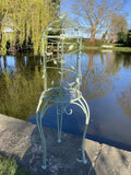 GREEN METAL BIRD CAGE STYLE PLANTER GARDEN ORNAMENT