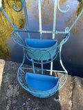 BLUE METAL WALL PLANTER HANGING GARDEN ORNAMENT