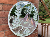 METAL FRAME ROBINS ON BRANCH GARDEN MIRROR WALL ART PLAQUE