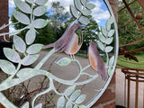 METAL FRAME ROBINS ON BRANCH GARDEN MIRROR WALL ART PLAQUE