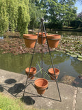WROUGHT IRON METAL 6 POT PLANT STAND GARDEN ORNAMENT PLANTER