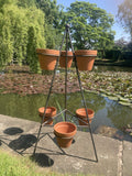 WROUGHT IRON METAL 6 POT PLANT STAND GARDEN ORNAMENT PLANTER