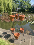 WROUGHT IRON METAL 6 POT PLANT STAND GARDEN ORNAMENT PLANTER