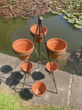 WROUGHT IRON METAL 6 POT PLANT STAND GARDEN ORNAMENT PLANTER