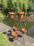 WROUGHT IRON METAL 6 POT PLANT STAND GARDEN ORNAMENT PLANTER