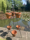 WROUGHT IRON METAL 6 POT PLANT STAND GARDEN ORNAMENT PLANTER
