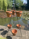 WROUGHT IRON METAL 6 POT PLANT STAND GARDEN ORNAMENT PLANTER