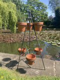 WROUGHT IRON METAL 6 POT PLANT STAND GARDEN ORNAMENT PLANTER