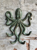 CAST IRON HANGING COLOURED OCTOPUS HOOK - METAL ORNAMENT