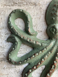 CAST IRON HANGING COLOURED OCTOPUS HOOK - METAL ORNAMENT