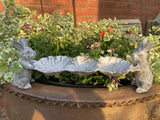 SMALL METAL CAST IRON RABBITS & FLOWERS BIRD FEEDER GARDEN ORNAMENT