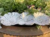 SMALL METAL CAST IRON RABBITS & FLOWERS BIRD FEEDER GARDEN ORNAMENT