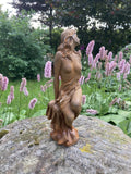 METAL RUSTY CAST IRON NUDE SITTING LADY STATUE GARDEN ORNAMENT