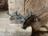 CAST IRON HANGING COLOURED STAG / MOOSE HOOK - METAL ORNAMENT