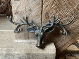CAST IRON HANGING COLOURED STAG / MOOSE HOOK - METAL ORNAMENT