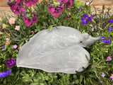 SMALL METAL CAST IRON BIRD ON LEAF BIRD BATH / FEEDER STATUE GARDEN ORNAMENT