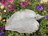 SMALL METAL CAST IRON BIRD ON LEAF BIRD BATH / FEEDER STATUE GARDEN ORNAMENT