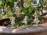 RESIN SET OF SMALL FAIRY MICE WITH FLOWERS ORNAMENTS - LIGHT WEIGHT
