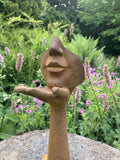 METAL RUSTY CAST IRON FACE / HAND BUST MODERN ART STATUE GARDEN ORNAMENT