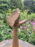 METAL RUSTY CAST IRON FACE / HAND BUST MODERN ART STATUE GARDEN ORNAMENT