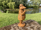 METAL RUSTY CAST IRON MR BADGER STATUE GARDEN ORNAMENT