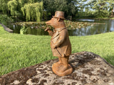 METAL RUSTY CAST IRON MR BADGER STATUE GARDEN ORNAMENT