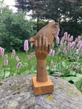 METAL RUSTY CAST IRON FACE / HAND BUST MODERN ART STATUE GARDEN ORNAMENT