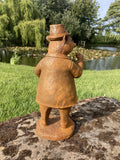 METAL RUSTY CAST IRON MR BADGER STATUE GARDEN ORNAMENT