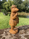 METAL RUSTY CAST IRON MR BADGER STATUE GARDEN ORNAMENT