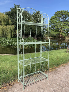 TALL GREEN METAL FOLDING SHELF PLANT STAND - LIGHT WEIGHT