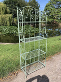 TALL GREEN METAL FOLDING SHELF PLANT STAND - LIGHT WEIGHT