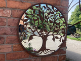 RUSTY METAL BIRDS IN TREE GARDEN MIRROR WALL DECOR