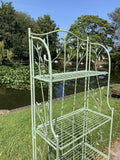 TALL GREEN METAL FOLDING SHELF PLANT STAND - LIGHT WEIGHT