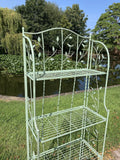 TALL GREEN METAL FOLDING SHELF PLANT STAND - LIGHT WEIGHT