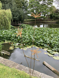 TALL RUSTY METAL TRIPLE DRAGONFLY SPRAY STAKE