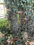 METAL TOADSTOOL CLUSTER MUSHROOM GARDEN STAKE ORNAMENT
