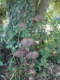 METAL TOADSTOOL CLUSTER MUSHROOM GARDEN STAKE