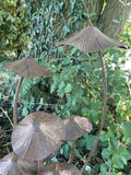 METAL TOADSTOOL CLUSTER MUSHROOM GARDEN STAKE