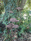 METAL TOADSTOOL CLUSTER MUSHROOM GARDEN STAKE