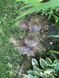 METAL TOADSTOOL CLUSTER MUSHROOMS GARDEN STAKE