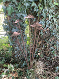 METAL TOADSTOOL CLUSTER MUSHROOMS GARDEN STAKE
