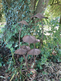 METAL TOADSTOOL CLUSTER MUSHROOM GARDEN STAKE