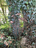 METAL TOADSTOOL CLUSTER MUSHROOMS GARDEN STAKE