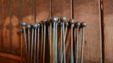 SET OF 15 RUSTY METAL 1.75M BALL TOP GARDEN PLANT SUPPORTS STAKES STEEL