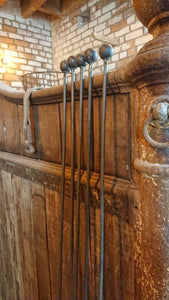 SET OF 5 x TALL 1.75M METAL RUSTY GARDEN BALL TOP PLANT STAKES SUPPORTS